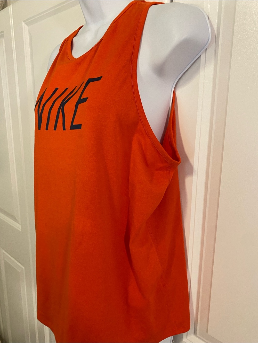 Nike Orange Dri-FIT Performance Tee with Blue Logo - Picture 3 of 7